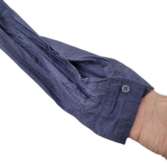 2/$20 Alfred Sung Blue Buttons Down Shirt Top 100% Cotton Size: Small - Picture 6 of 7